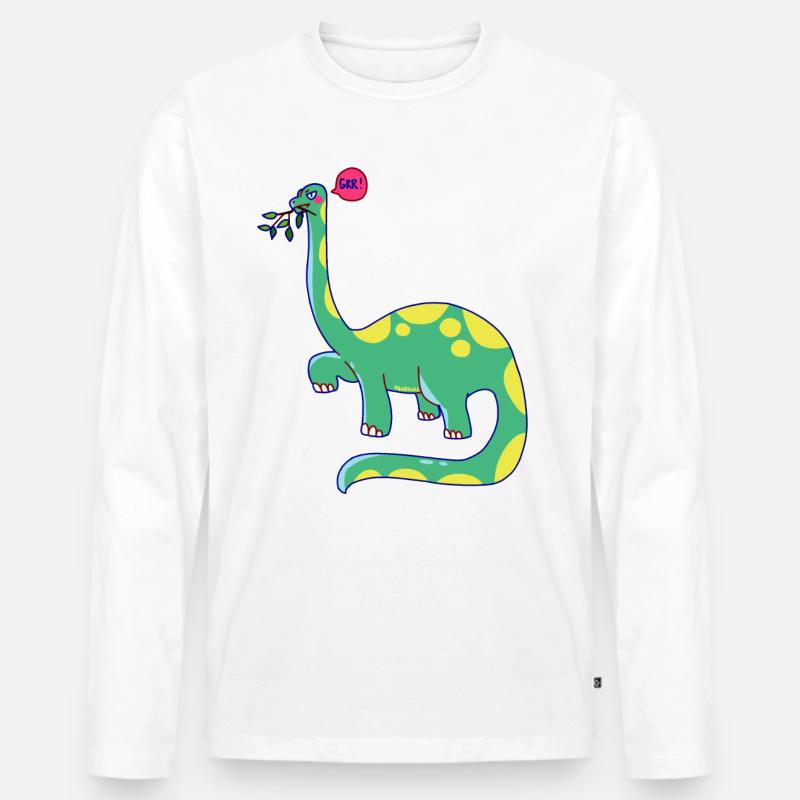 Dinosaure est de mauvaise humeur - T-shirt manches longues Premium bio Homme - blanc