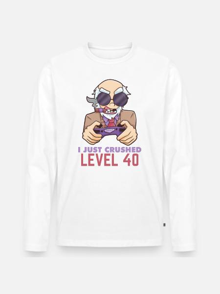Level 40 gaming birthday gift - Men's Premium Organic Long Sleeve Shirt - white