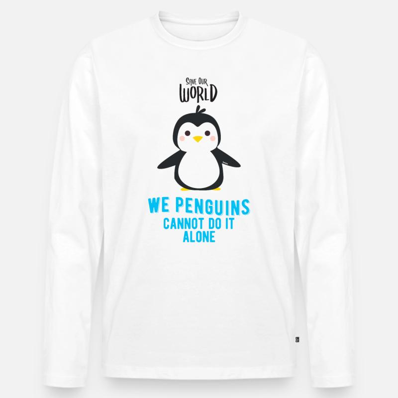 Pinguin - Männer Premium Bio Langarmshirt - Weiß