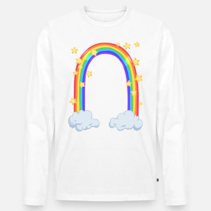 Regenbogen - Männer Premium Bio Langarmshirt - Weiß
