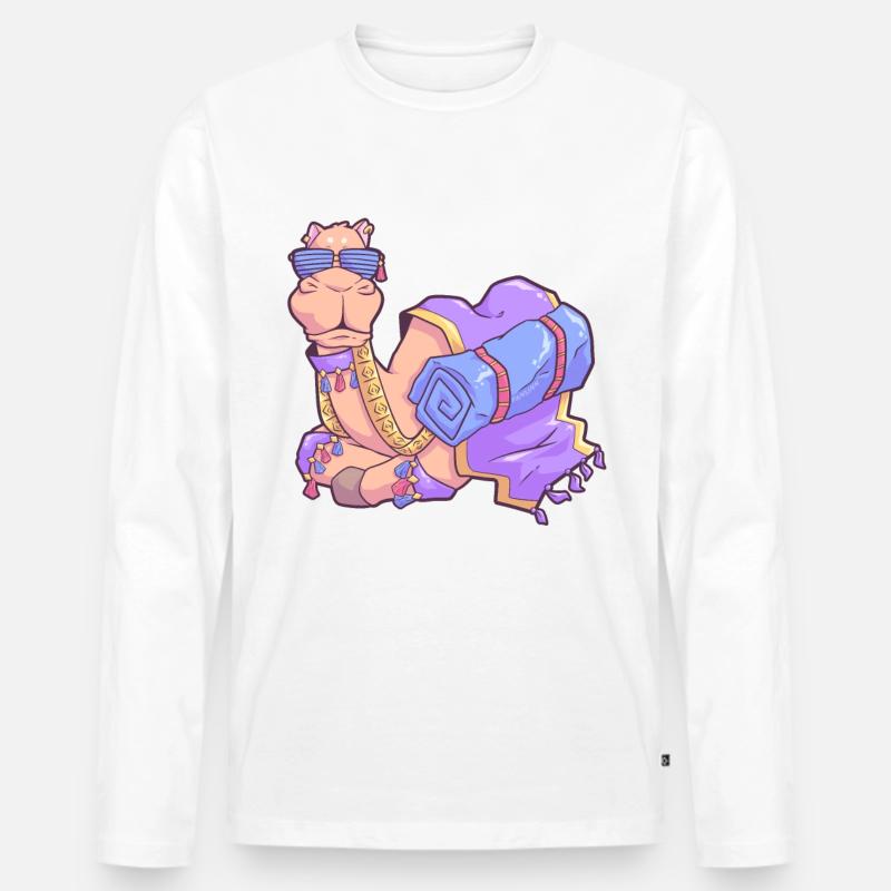 Kamel - Männer Premium Bio Langarmshirt - Weiß