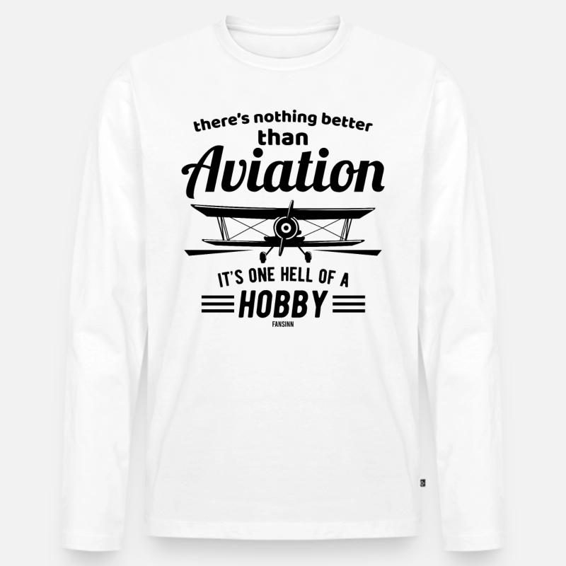 Piloten Spruch - Männer Premium Bio Langarmshirt - Weiß