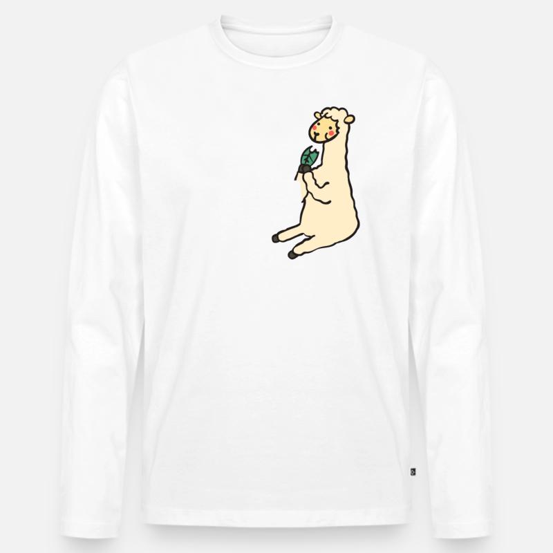 Lama - Männer Premium Bio Langarmshirt - Weiß