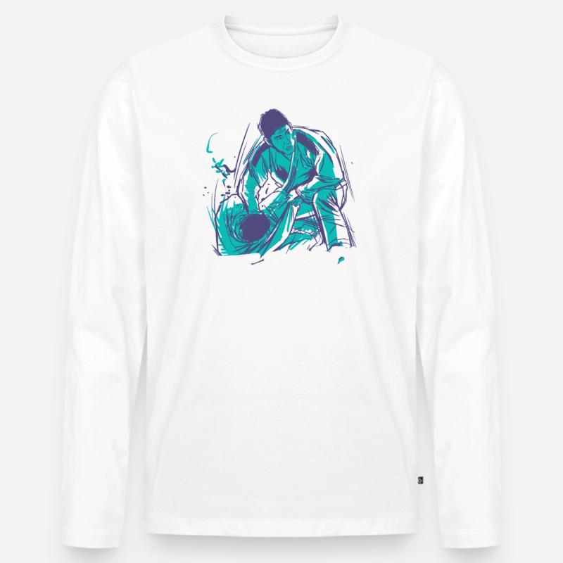 Aikido - Männer Premium Bio Langarmshirt - Weiß