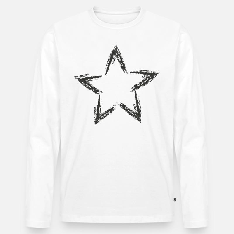 Stern Sternchen Skizze - Männer Premium Bio Langarmshirt - Weiß