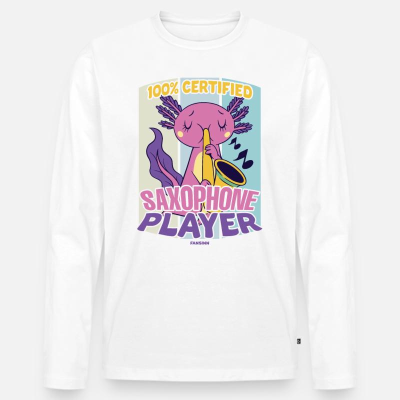 100% Certified Saxophone Player - Männer Premium Bio Langarmshirt - Weiß