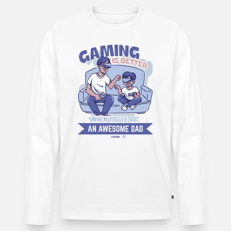 Vater - Männer Premium Bio Langarmshirt - Weiß