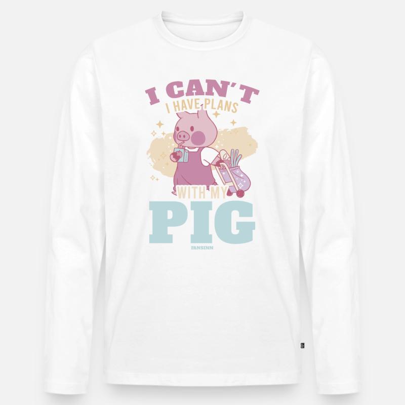 Schwein - Männer Premium Bio Langarmshirt - Weiß