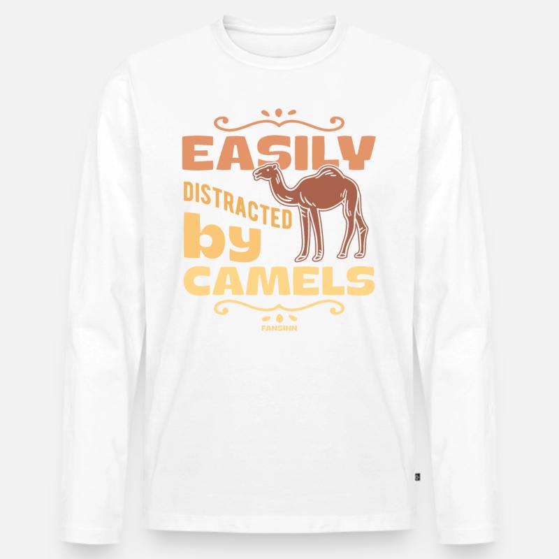 Easily Distracted By Camels - Männer Premium Bio Langarmshirt - Weiß