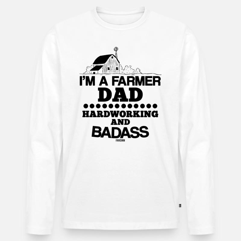 farmer dad - Männer Premium Bio Langarmshirt - Weiß
