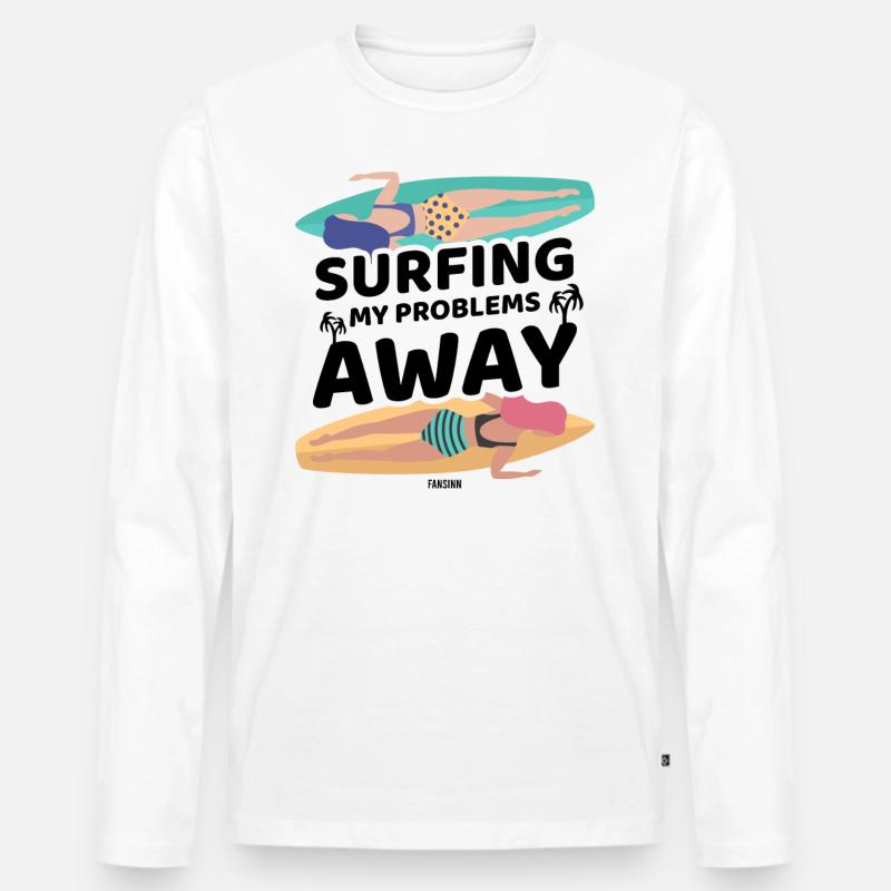 Mutter Surfbrett Freundin Schwester - Männer Premium Bio Langarmshirt - Weiß