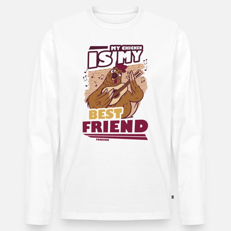 Huhn - Männer Premium Bio Langarmshirt - Weiß