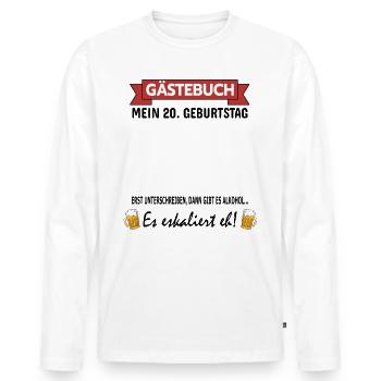 20 Geburtstag Junge Mädchen Party Gästebuch Lustig - Männer Premium Bio Langarmshirt - Weiß - Vorne - Nico (187cm)