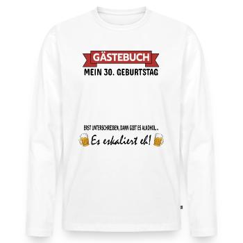 30 Geburtstag Junge Mädchen Party Gästebuch Lustig - Männer Premium Bio Langarmshirt - Weiß - Vorne - Nico (187cm)