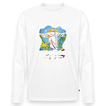 Brésil - T-shirt manches longues Premium bio Homme - blanc - Devant - Nico (187cm)