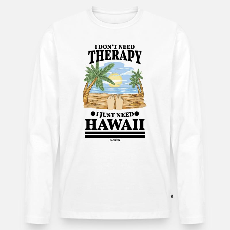 Hawaii - Männer Premium Bio Langarmshirt - Weiß