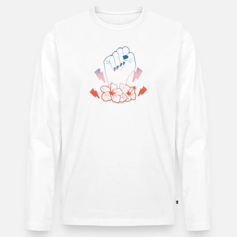 Hand Blume Mutter Frau Spruch - Männer Premium Bio Langarmshirt - Weiß