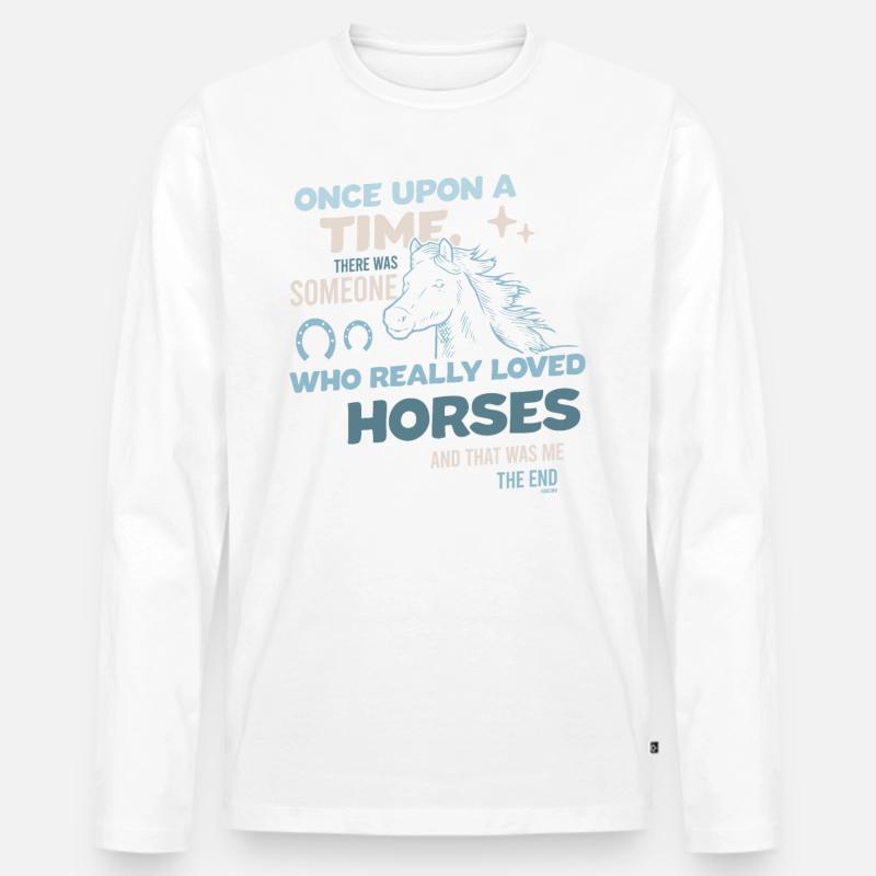 ich liebe Pferde - Männer Premium Bio Langarmshirt - Weiß