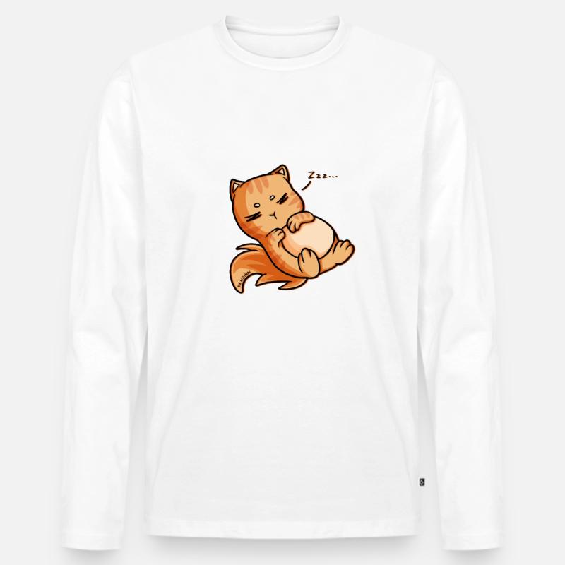 Crazy Cat Lady - Männer Premium Bio Langarmshirt - Weiß