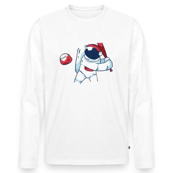 Chauve-souris de baseball espace comète planète - T-shirt manches longues Premium bio Homme - blanc - Devant - Nico (187cm)