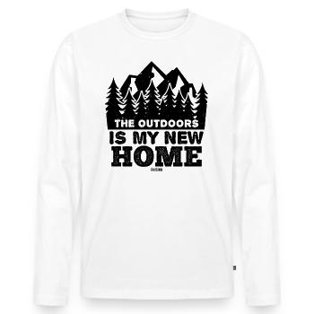 Nature Forest Fir tree Hiking - Men's Premium Organic Long Sleeve Shirt - white - Front - Nico (187cm)