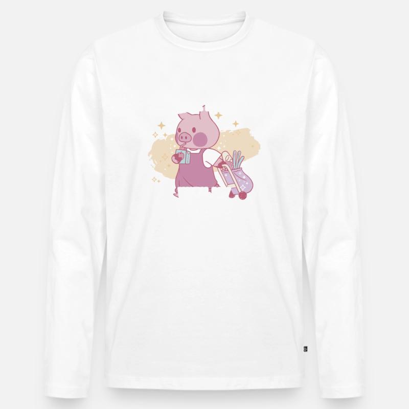Schwein - Männer Premium Bio Langarmshirt - Weiß