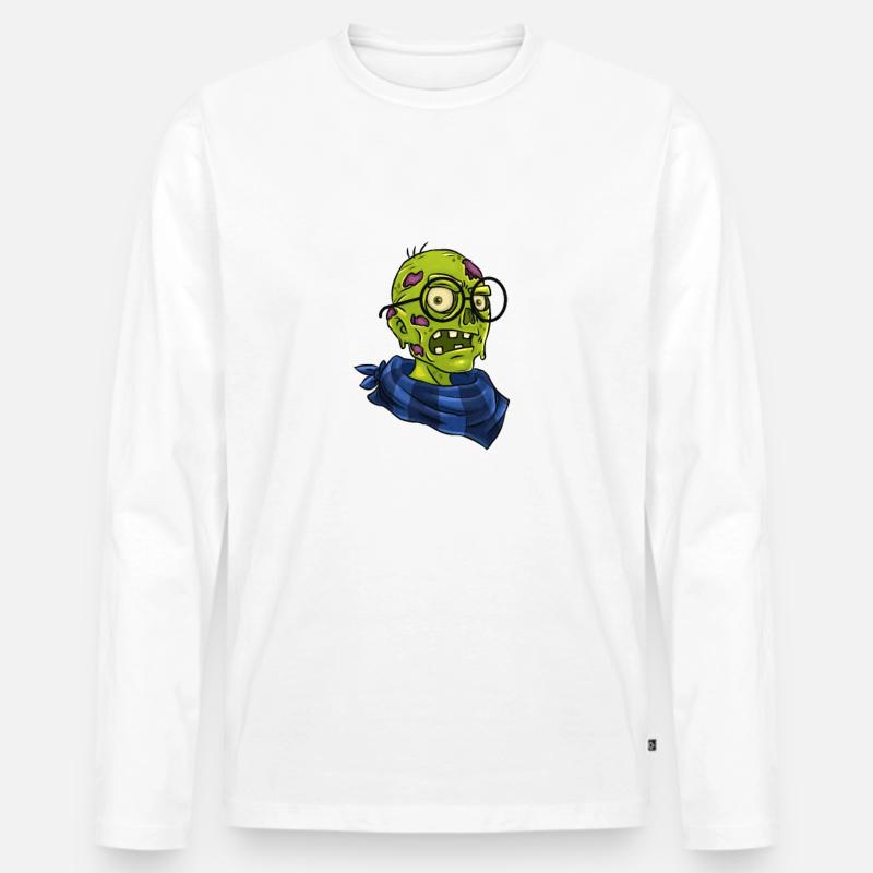 Ask Me About Zombies - Männer Premium Bio Langarmshirt - Weiß