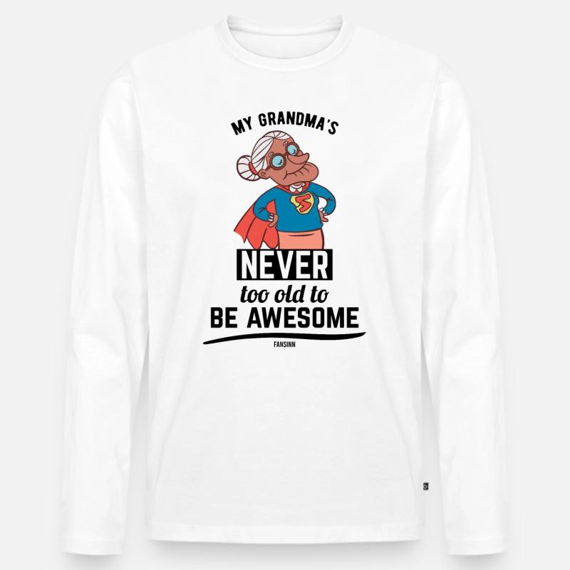 coole Oma Mutter Großmutter Held - Männer Premium Bio Langarmshirt - Weiß