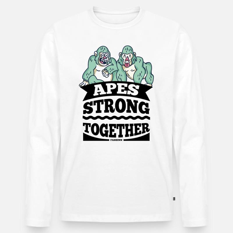 Apes Strong Together - Männer Premium Bio Langarmshirt - Weiß