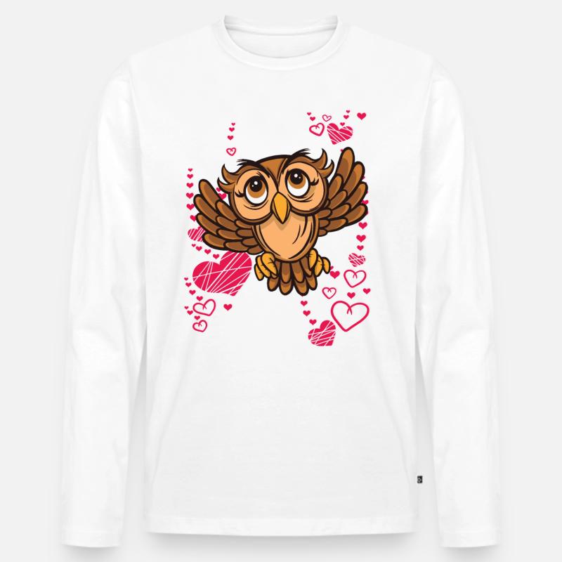 Ich liebe Eulen - Männer Premium Bio Langarmshirt - Weiß
