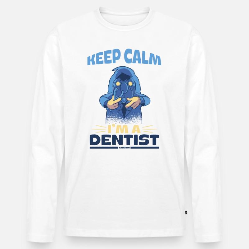 Keep Calm I'm A Dentist - Männer Premium Bio Langarmshirt - Weiß