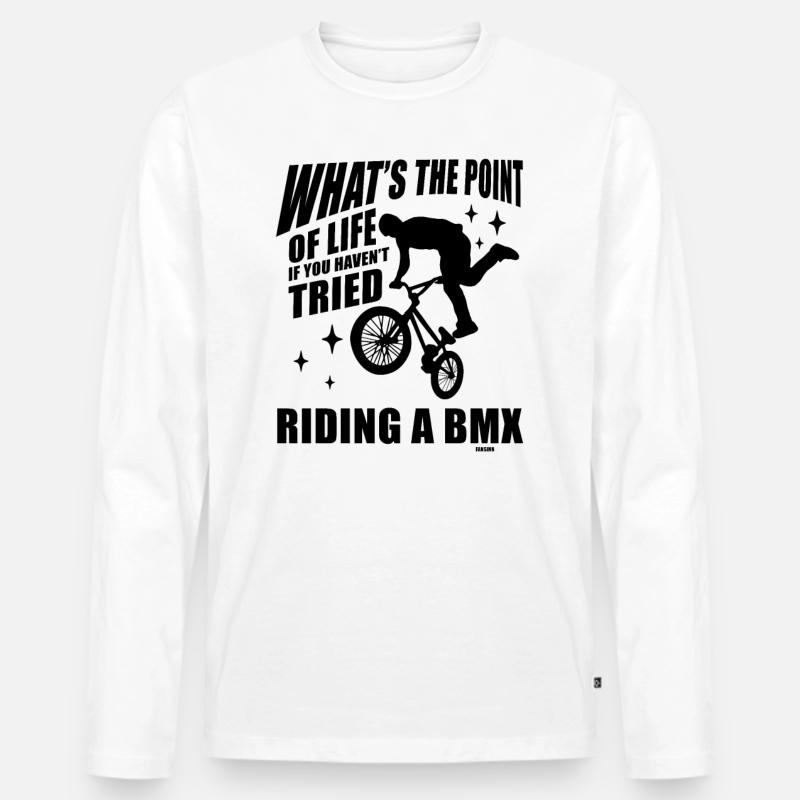 BMX Freestyle Geschenkidee - Männer Premium Bio Langarmshirt - Weiß