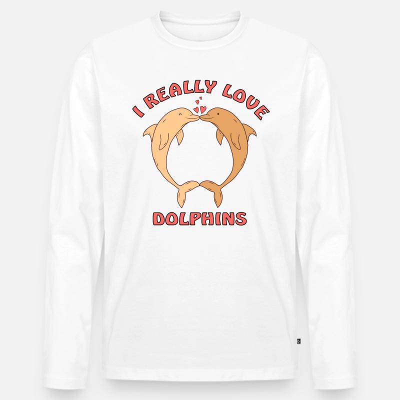 ich liebe Delfine - Männer Premium Bio Langarmshirt - Weiß