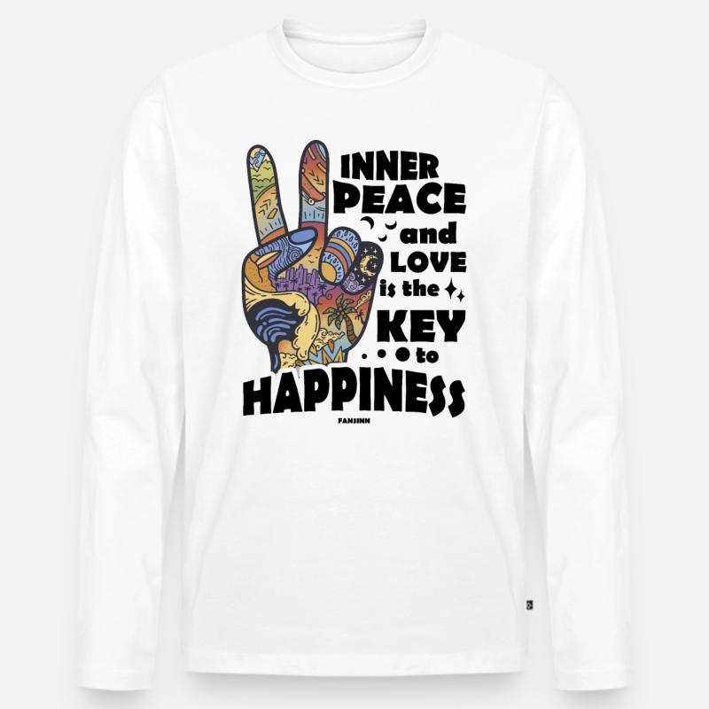 innerer Frieden Kunst Geschenk - Männer Premium Bio Langarmshirt - Weiß