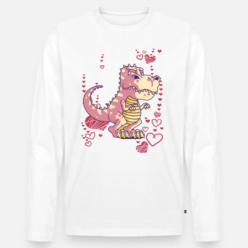 cooler Dinosaurier T-Rex für Mädchen - Männer Premium Bio Langarmshirt - Weiß