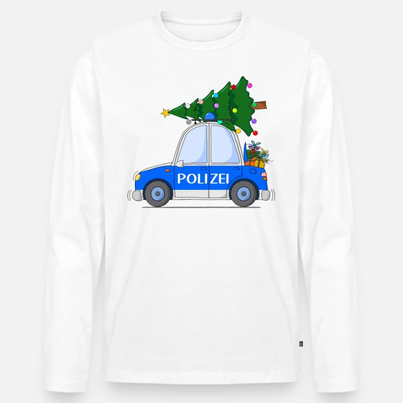 Polizeiauto Weihnachten - Männer Premium Bio Langarmshirt - Weiß