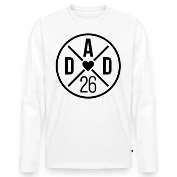 Papa 26 Papa Papa Bébé Papa 2026 Cadeau de fête des pères - T-shirt manches longues Premium bio Homme - blanc - Devant - Nico (187cm)