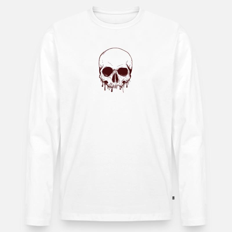 Skull - Männer Premium Bio Langarmshirt - Weiß