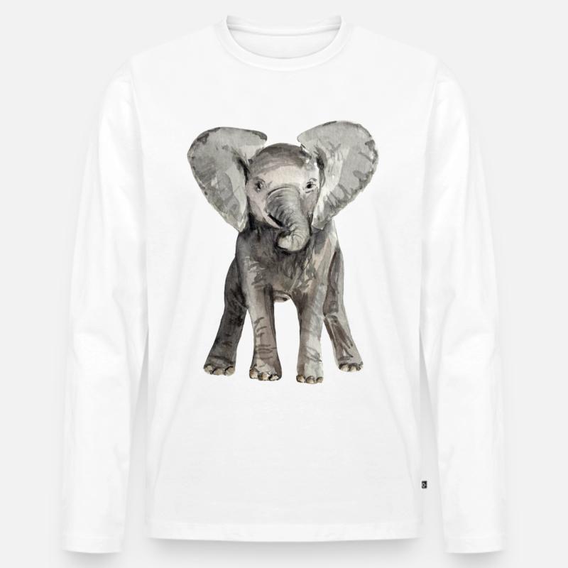 Elefant Baby - Männer Premium Bio Langarmshirt - Weiß