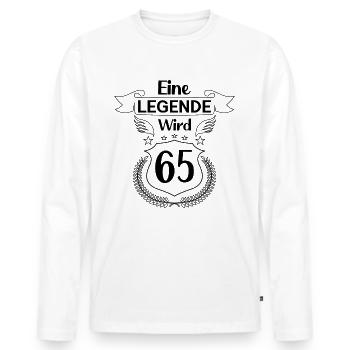 eine legende wird 65 - Männer Premium Bio Langarmshirt - Weiß - Vorne - Nico (187cm)