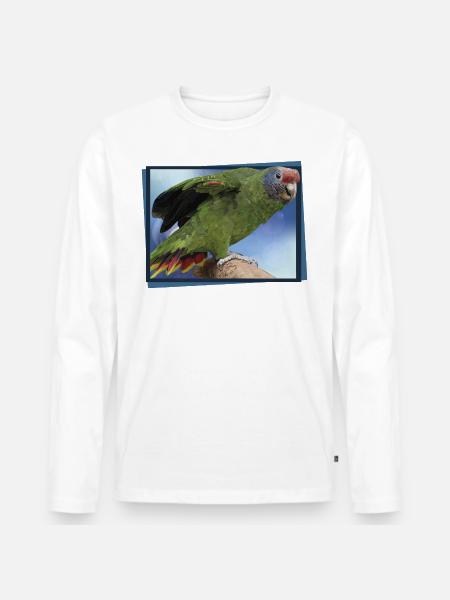 The Red-tailed Parrot - Men's Premium Organic Long Sleeve Shirt - white