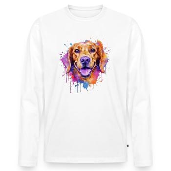 Ein farbenfroher Hund im Watercolor Style - Männer Premium Bio Langarmshirt - Weiß - Vorne - Nico (187cm)