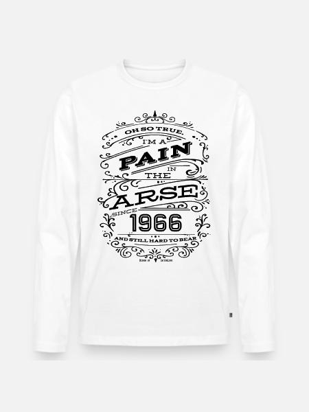 Hillarious Funny Birthday Shirt 1966 Schwarz Edition - Männer Premium Bio Langarmshirt - Weiß