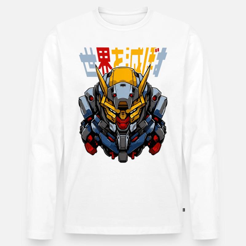 Anime Roboter! - Männer Premium Bio Langarmshirt - Weiß