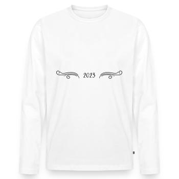 2023 - Jahr - Linie - Jahreswechsel - Männer Premium Bio Langarmshirt - Weiß - Vorne - Nico (187cm)