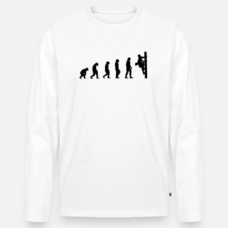 Netzelektriker Evolution Geschenk Elektriker - Männer Premium Bio Langarmshirt - Weiß