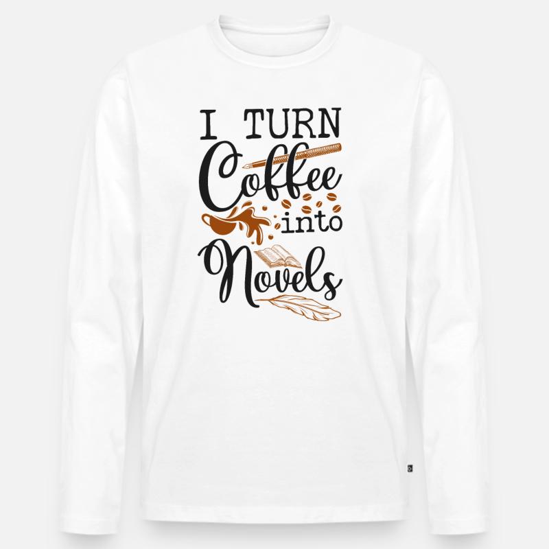 Writing Coffee Novel Writer & - Männer Premium Bio Langarmshirt - Weiß
