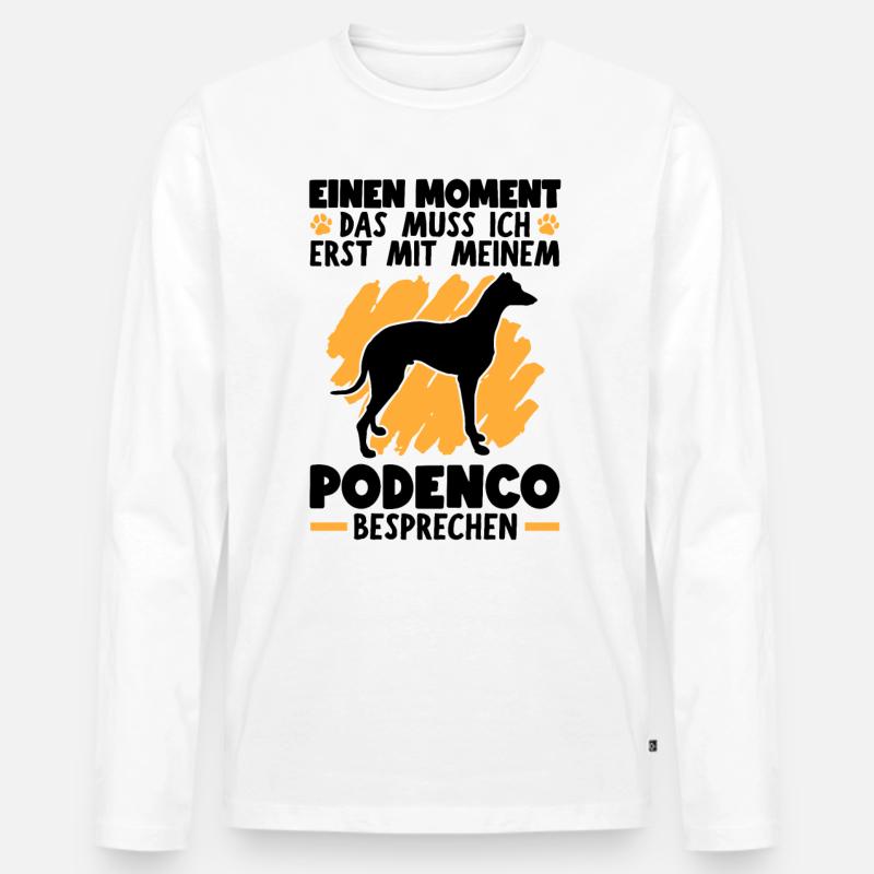 Mit Podenco besprechen spanischer Jagdhund - Männer Premium Bio Langarmshirt - Weiß