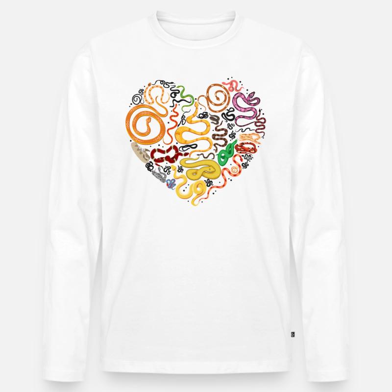 Snake Serpent Heart - Männer Premium Bio Langarmshirt - Weiß