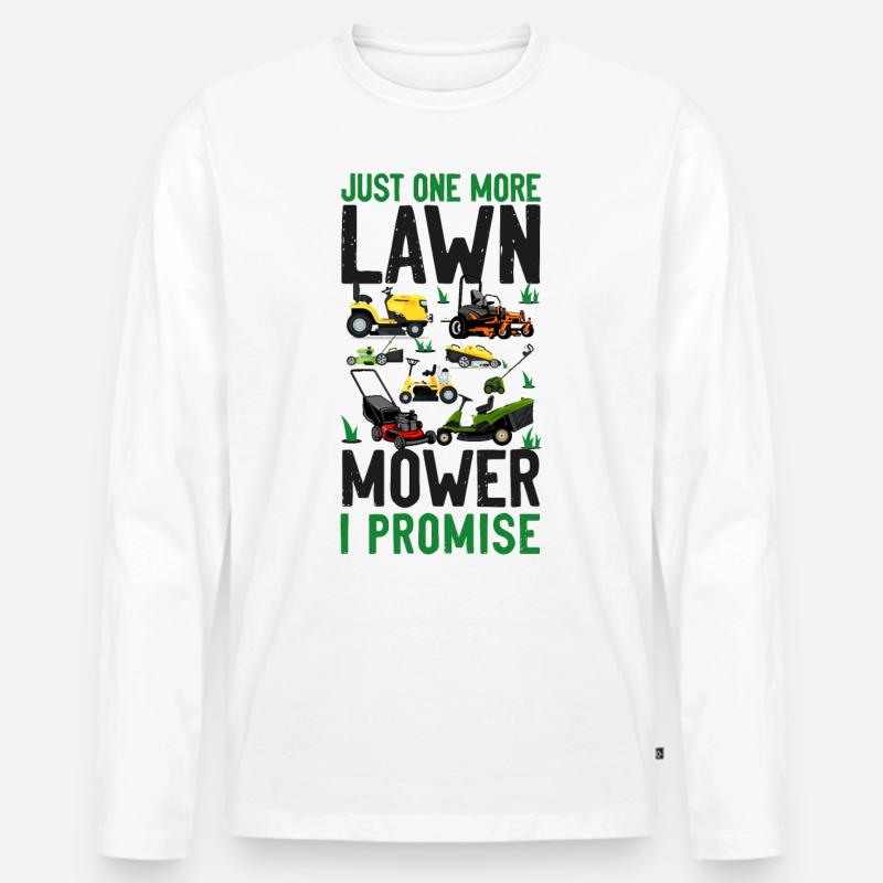 Lawn Mower Mowing Dad Father - Männer Premium Bio Langarmshirt - Weiß